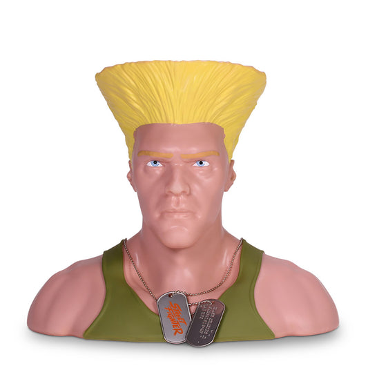 Street Fighter Guile popcorn bucket viewed from the front, showcasing character-inspired design details