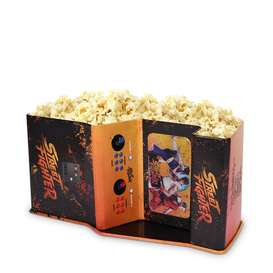 Back view of the Street Fighter collectible popcorn bucket