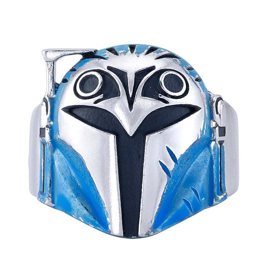 Star Wars x RockLove Bo-Katan Kryze Helmet Sterling Silver Ring front view