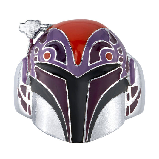 Front view of Star Wars x RockLove Sabine Wren Helmet Ring in sterling silver.