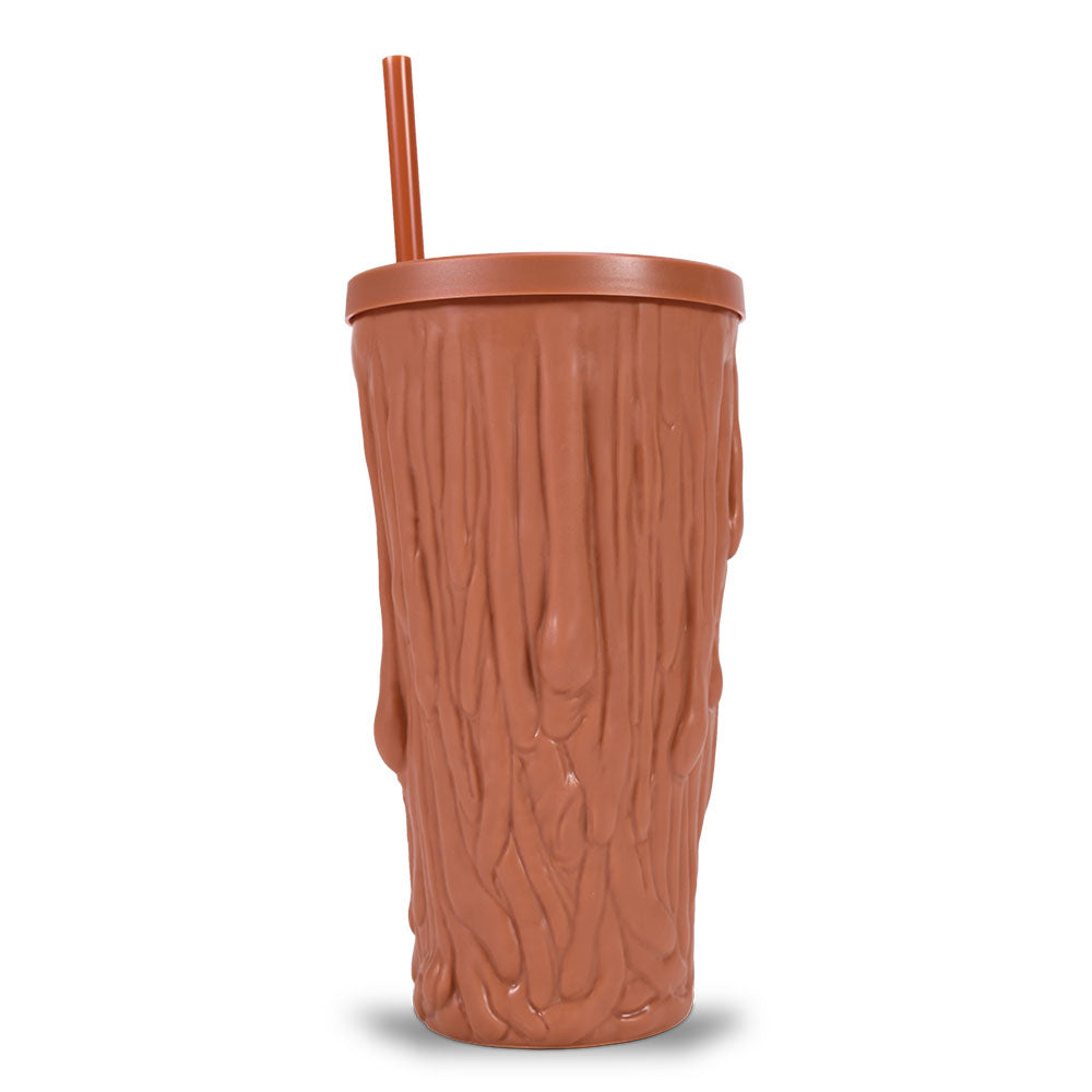 Close-up angle of the Clayface tumbler highlighting the sculpted grip pattern and detailed cup body