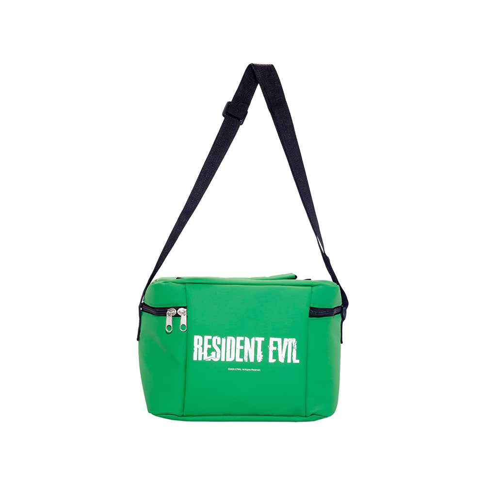 Side angle of the Resident Evil insulated popcorn bucket highlighting its carrying structure