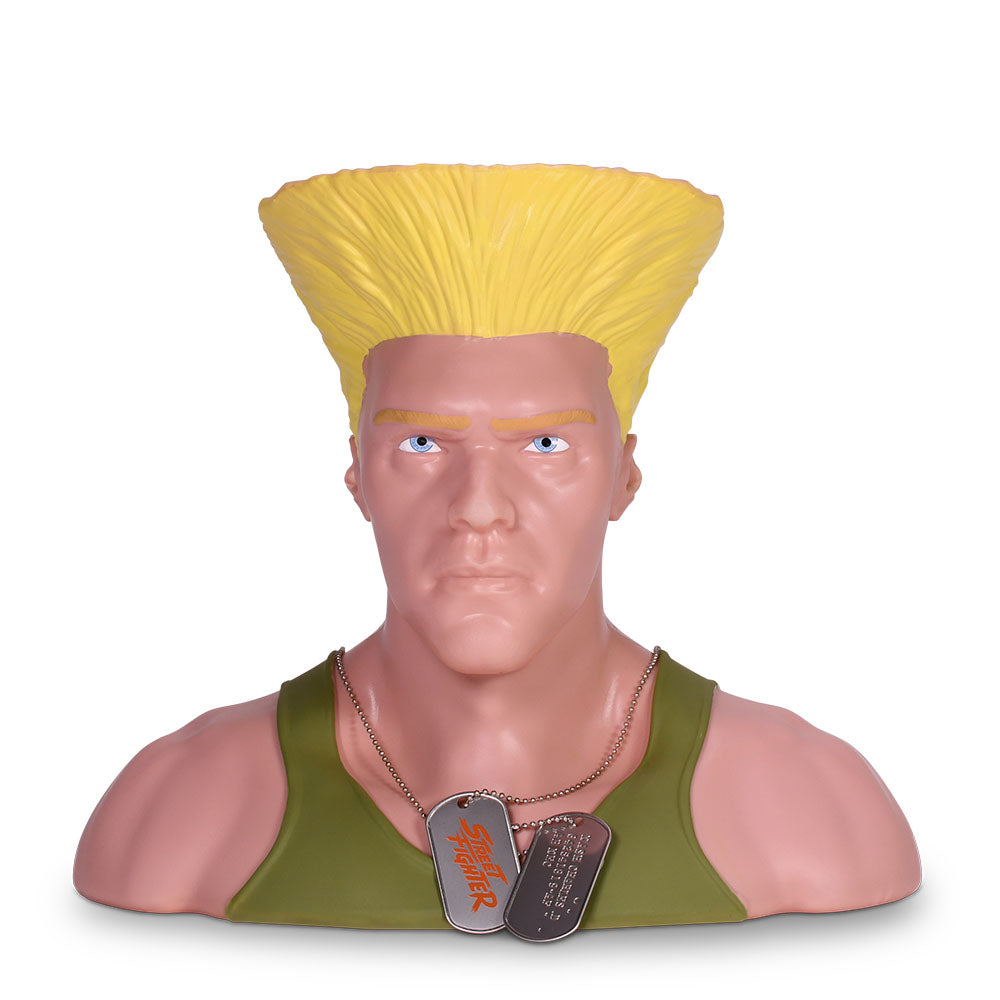 Street Fighter Guile popcorn bucket viewed from the front, showcasing character-inspired design details