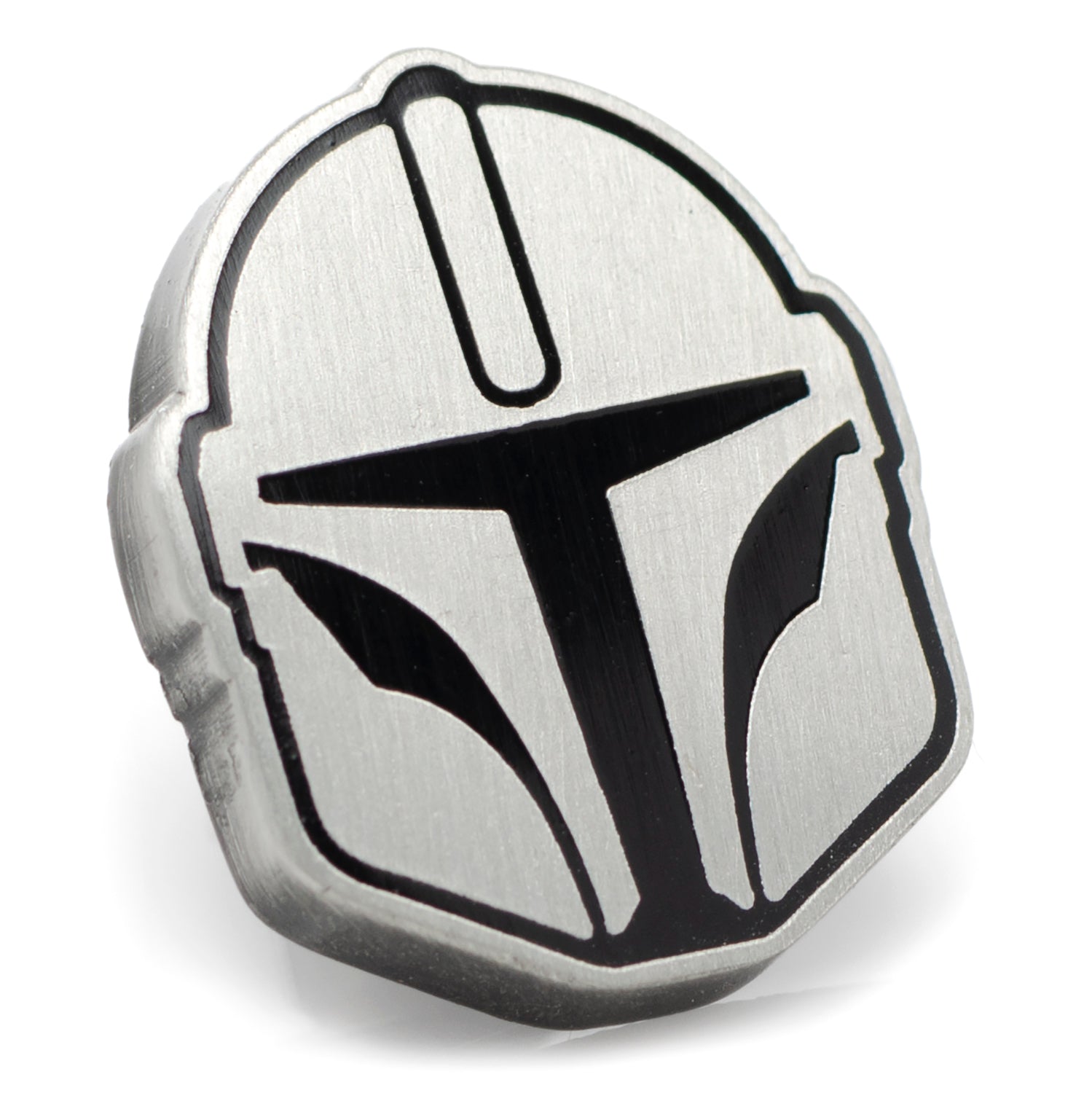 Star Wars The Mandalorian helmet lapel pin in polished plated metal