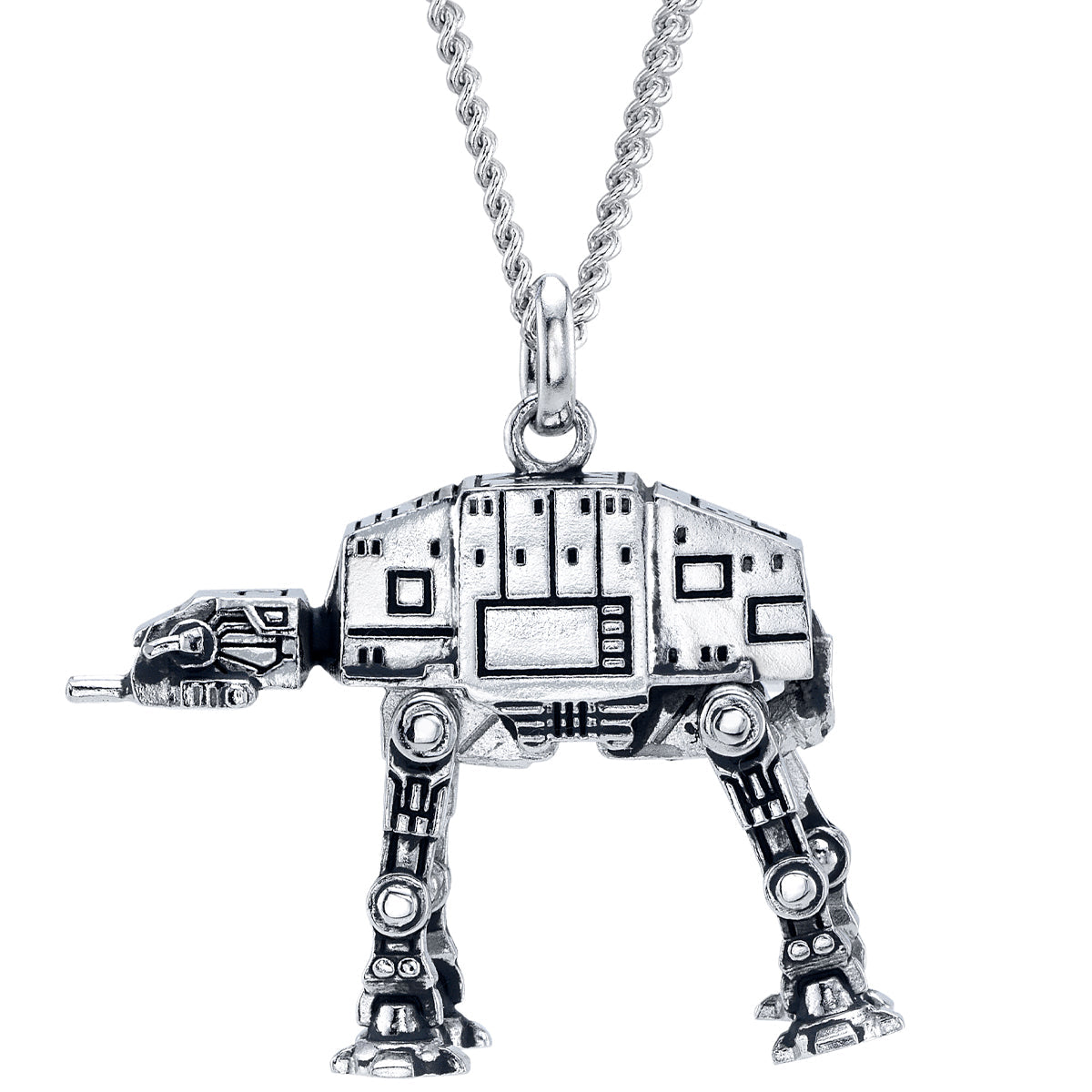 Side view of the 3D sculpted AT-AT Walker pendant showing mechanical detail