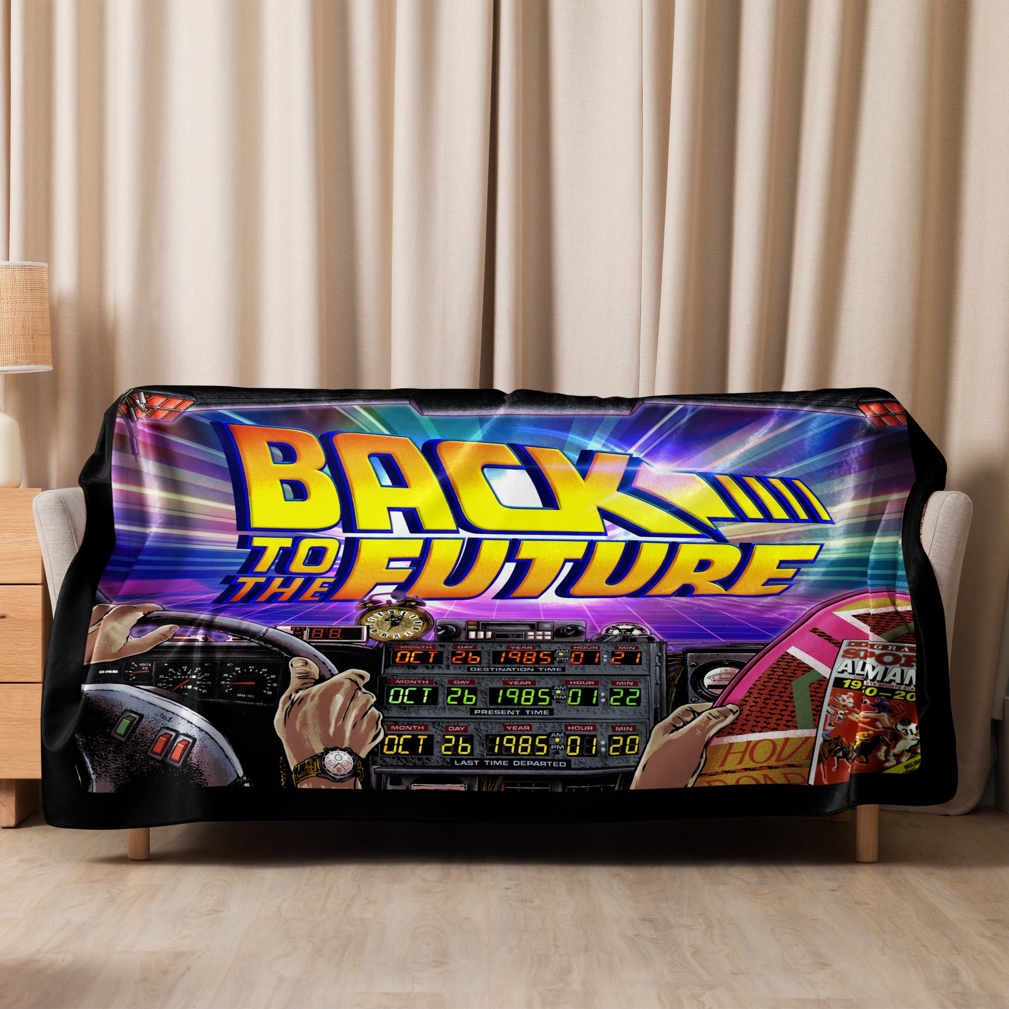 Back to the Future Logo Sherpa Blanket Dashboard Time Travel
