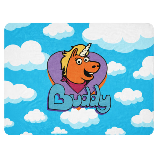 Buddy Logo Sherpa Blanket front showing the AMC Theatres mascot logo
