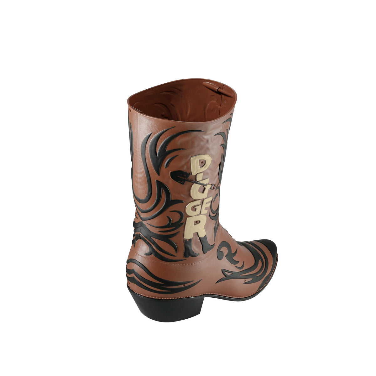 Lifestyle view of the Digger Boot Popcorn Bucket styled for a movie night setup