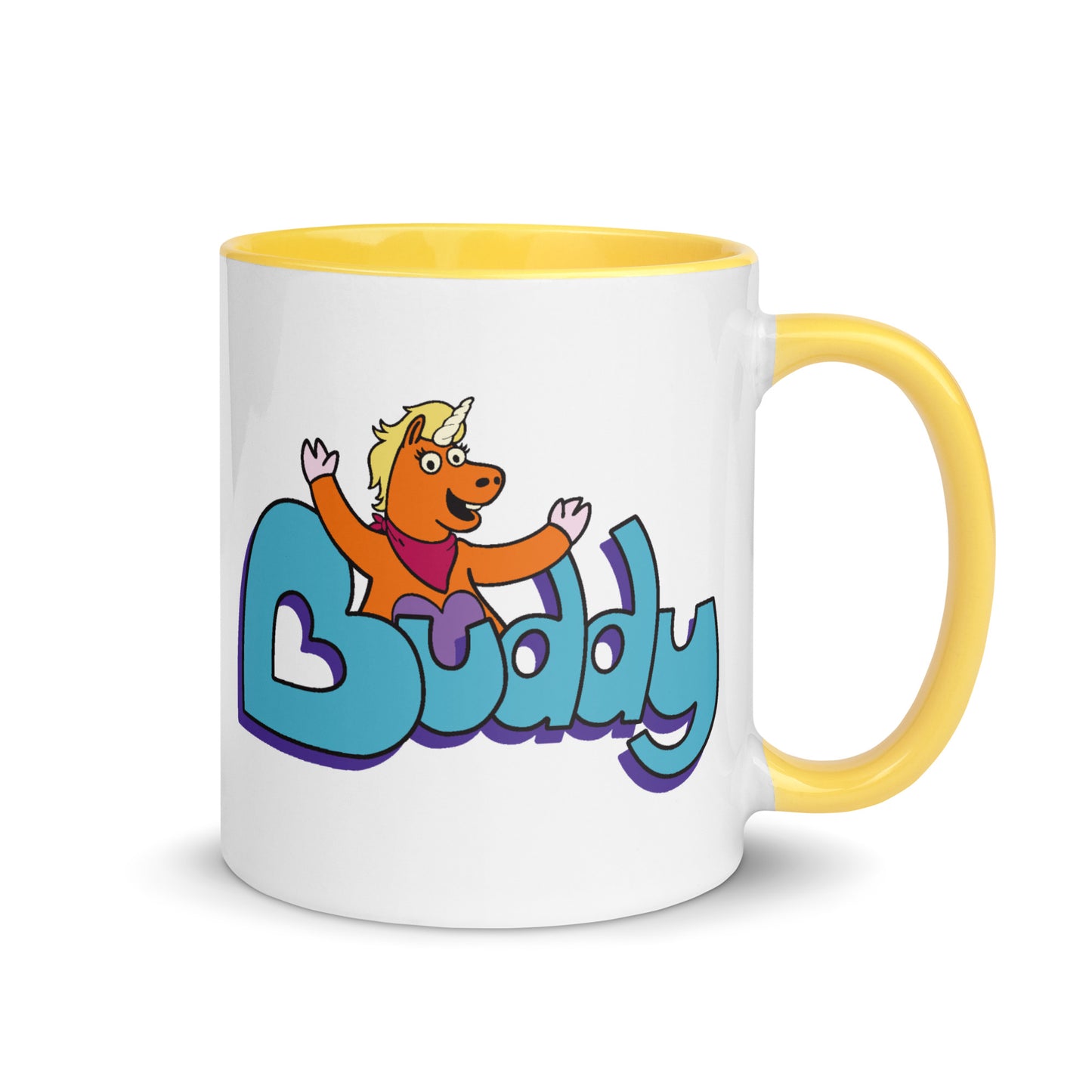 Buddy Logo Mug side view showing handle and ceramic finish